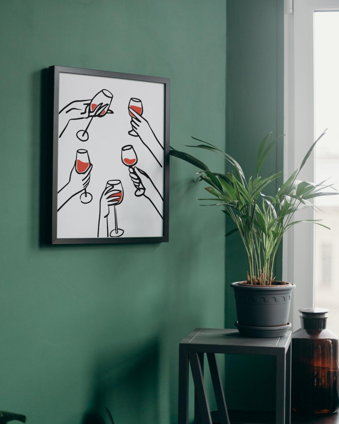 Modern Wine Print, Retro Kitchen Bar Cart Poster - Image 3