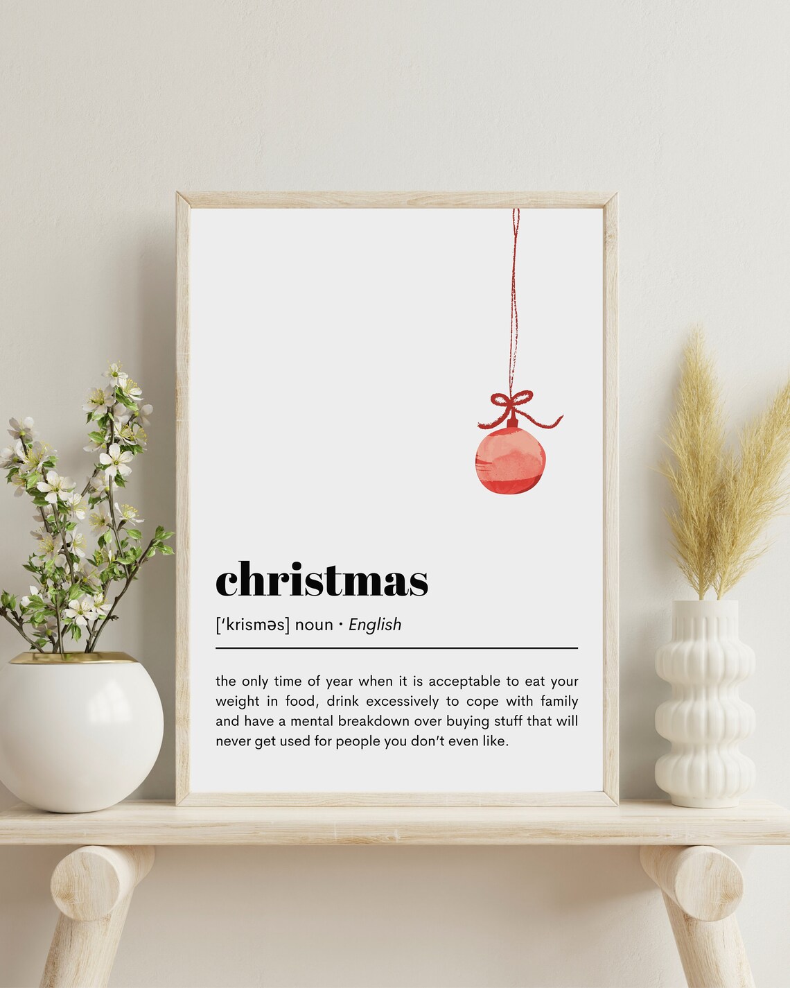 Funny Christmas Definition Noun Quote Ornament Humor Holiday Poster - Image 2