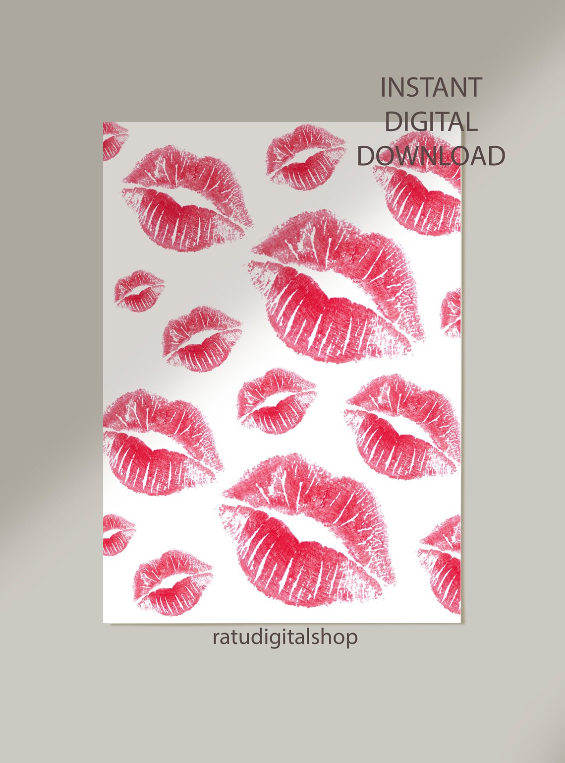Red Lipstick Kiss Prints Pattern Coquette Dorm Trendy Girl Poster - Image 3