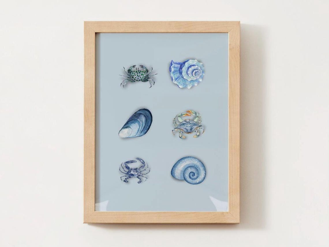 Seashells Pdf By The Sea Art Print Poster Pdf Gallery Wall Art Ocean Treasures - Image 4
