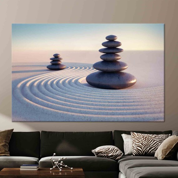 Japanese Zen Stones Art Print, Modern Wall Decor