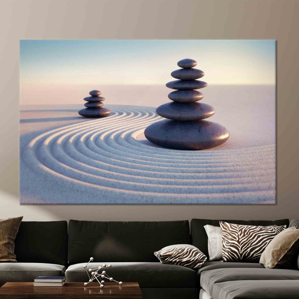 Japanese Zen Stones Art Print, Modern Wall Decor