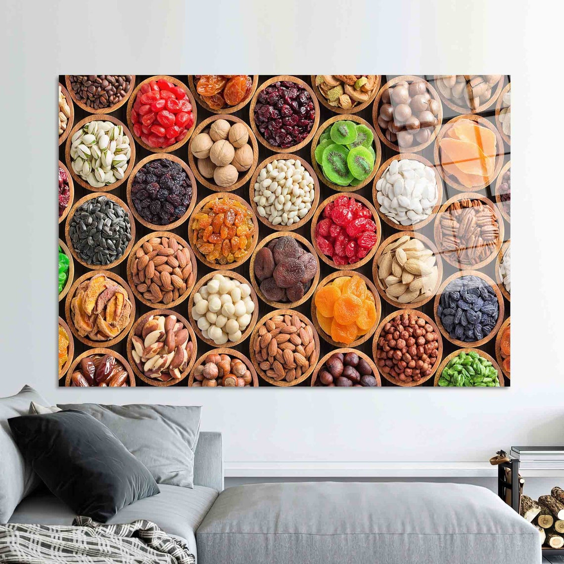 Assorted Dried Fruits Nuts Seeds Wooden Bowls Kitchen Decor Poster - Image 2