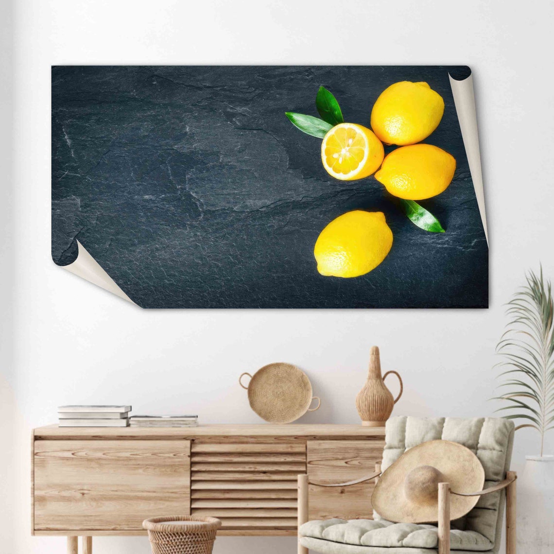 Fresh Lemons on Dark Slate Photography Kitchen Decor Art Poster - Image 2