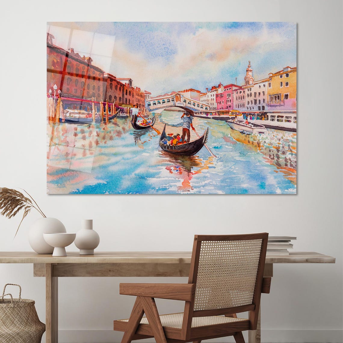 Venice Grand Canal Watercolor With Gondolas Italy Art Poster - Image 2
