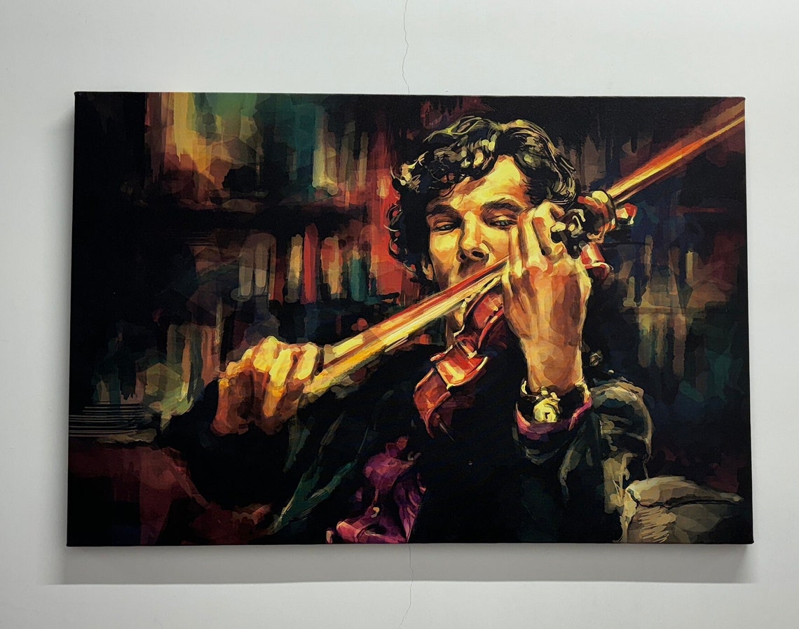 Male Violinist Playing Violin Dark Impressionist Music Poster