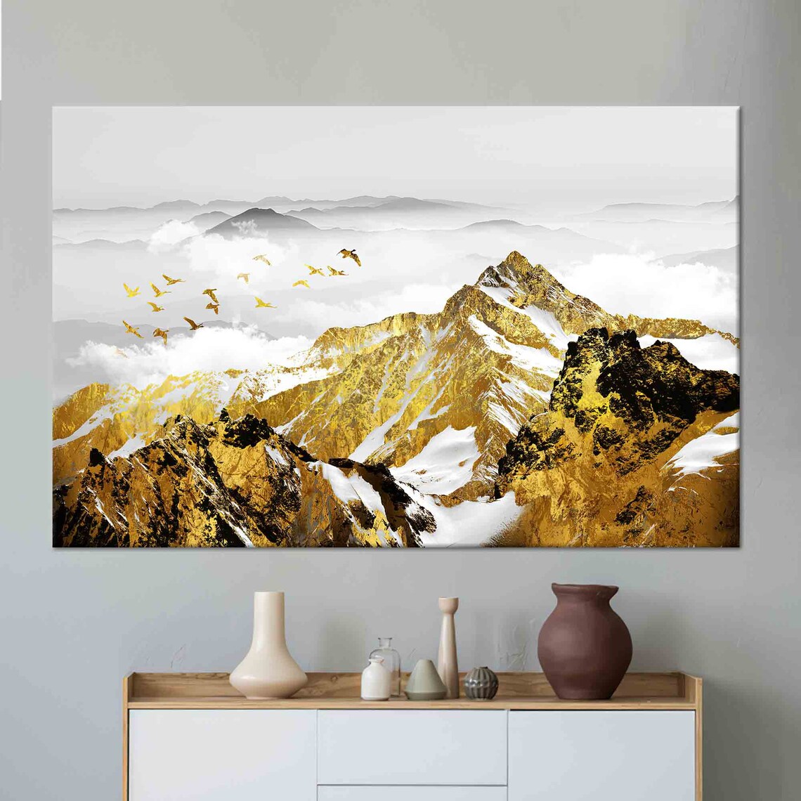 Golden Mountains Modern Mountain Art Print