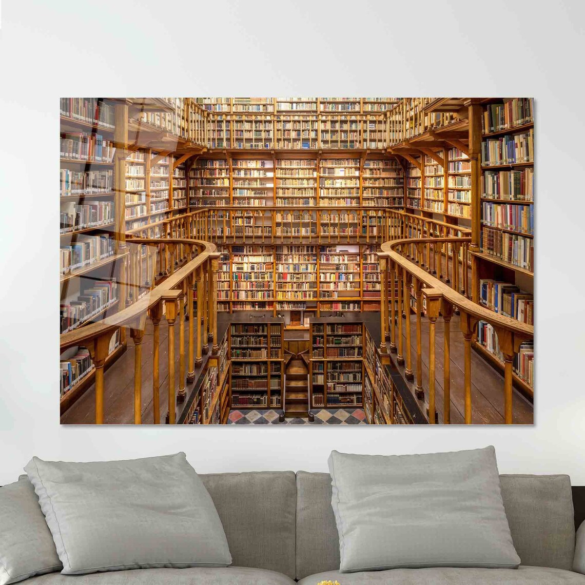 Library Books Glass Art Print, Brown Wall Decor - Image 2