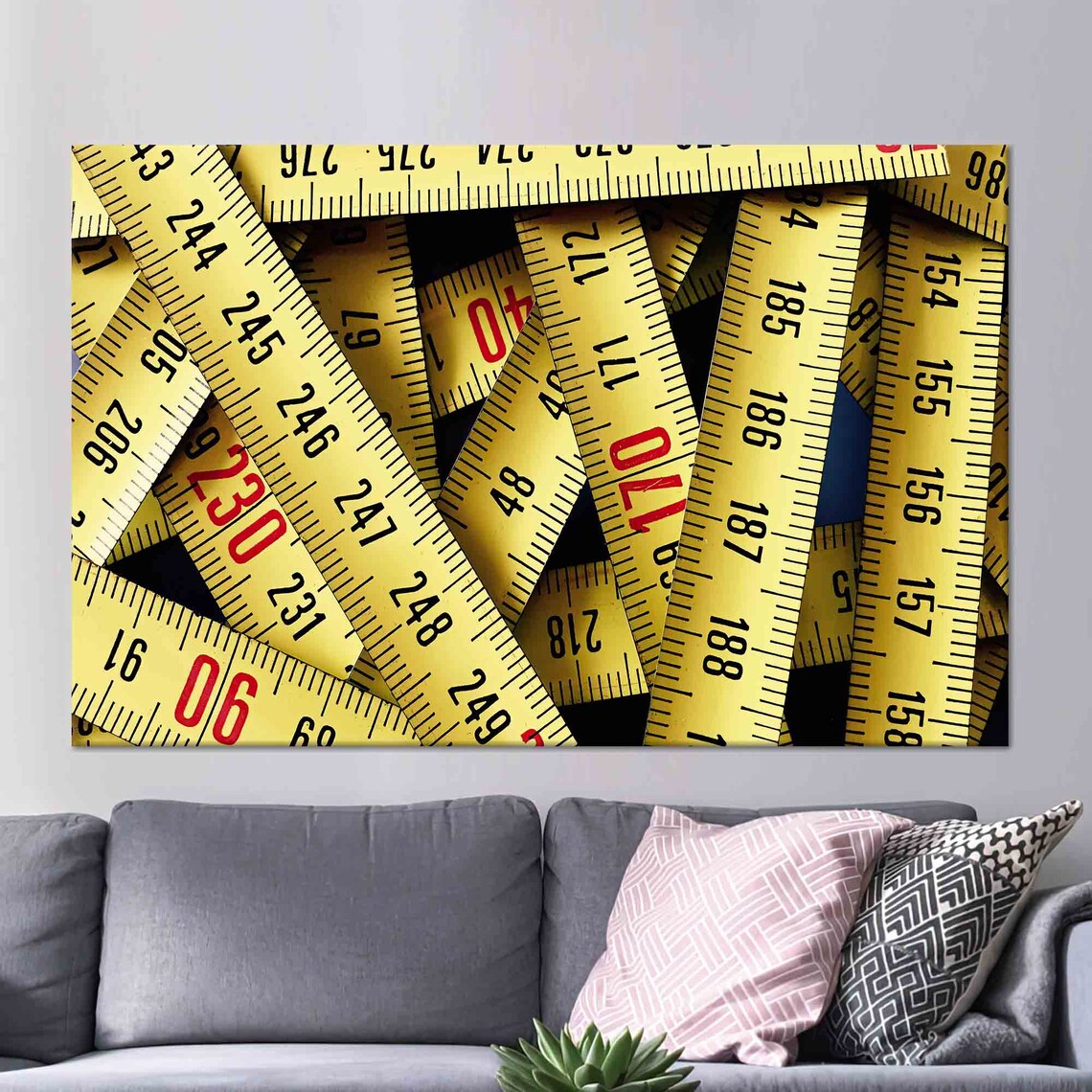Vintage Yellow Measuring Tapes Craft Room Sewing Decor Wall Poster