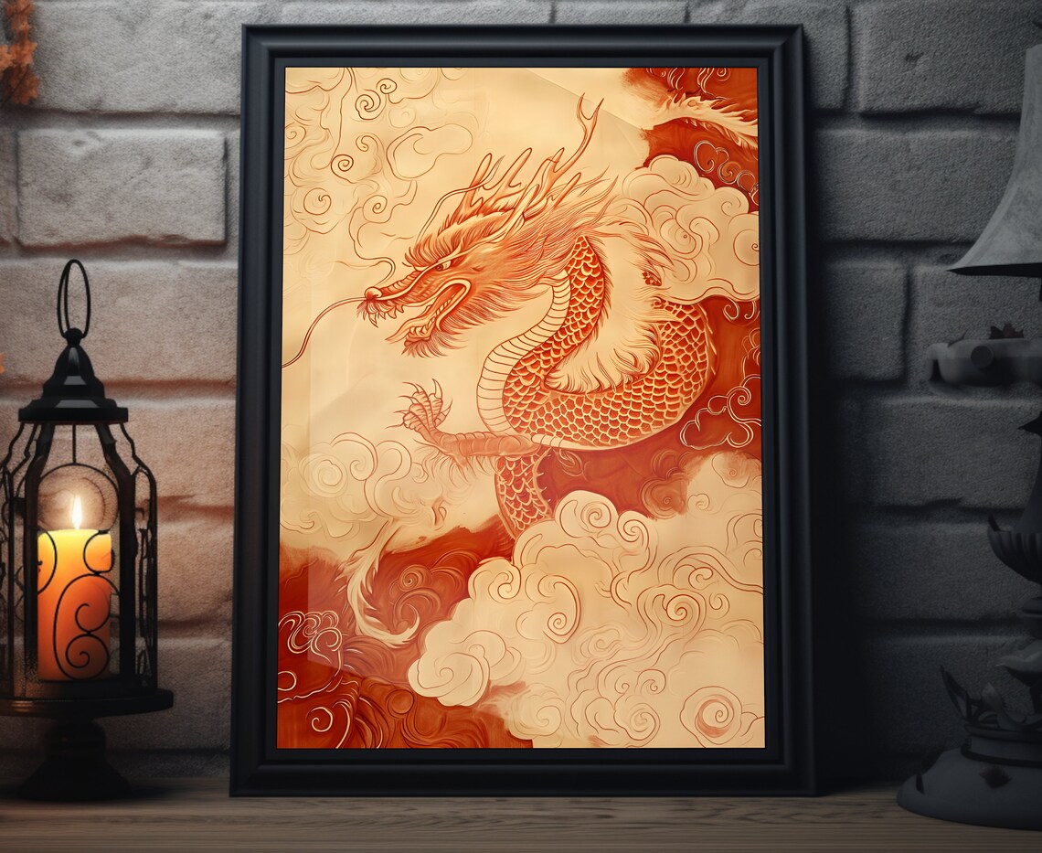 Spring Festival Chinese Matte Wall Art Lunar New Year Artwork Year Of The Dragon Print Chinese New Year Art Chinese Dragon Poster