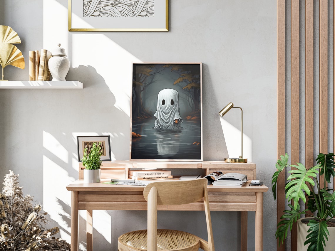 Cute Ghost Halloween Scene Wall Art Unframed Poster Original And Spooky Decoration For Halloween - Image 4
