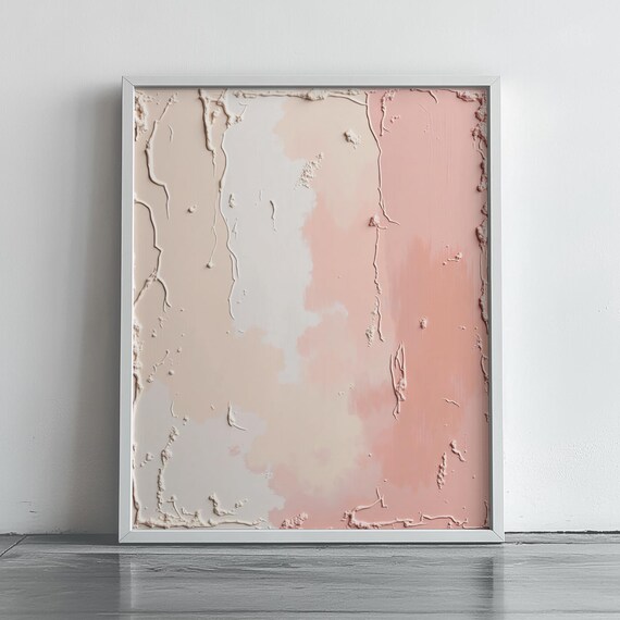 Blush Textured Abstract Wall Art Neutral Pink Palette Knife Print Minimalist Modern Soft Pastel Decor For Home Space 198