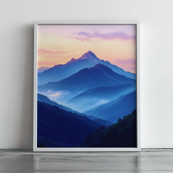 Mountain Wall Art Print Nature Landscape Decor Misty Blue Ridge Scenic Artwork Calming Serene Wilderness 149