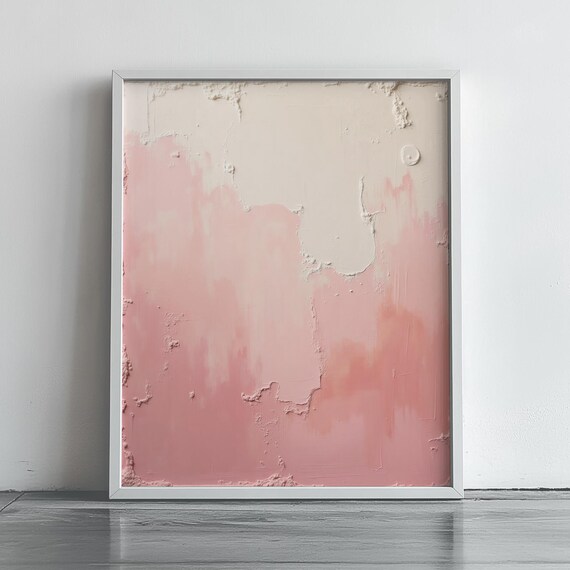 Pink Abstract Wall Art Print Minimalist Textured Painting Neutral Modern Decor Feminine Bedroom Living Room 211