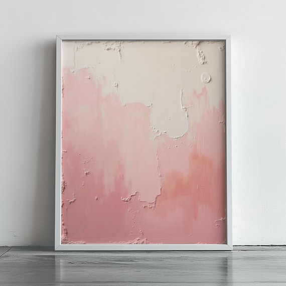 Soft Pink Textured Abstract Minimalist Neutral Calm Bedroom Wall Art
