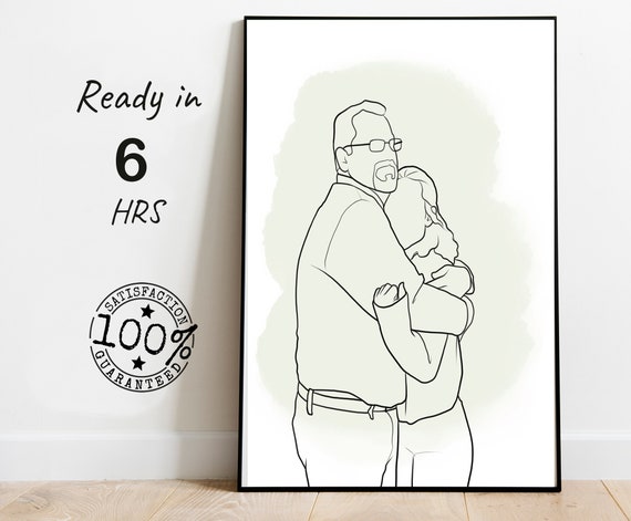 Fathers Day Gift Wall Decor One Line Drawing From Photo Outline Painting Custom Faceless Portrait Gift For Family Gift For Him