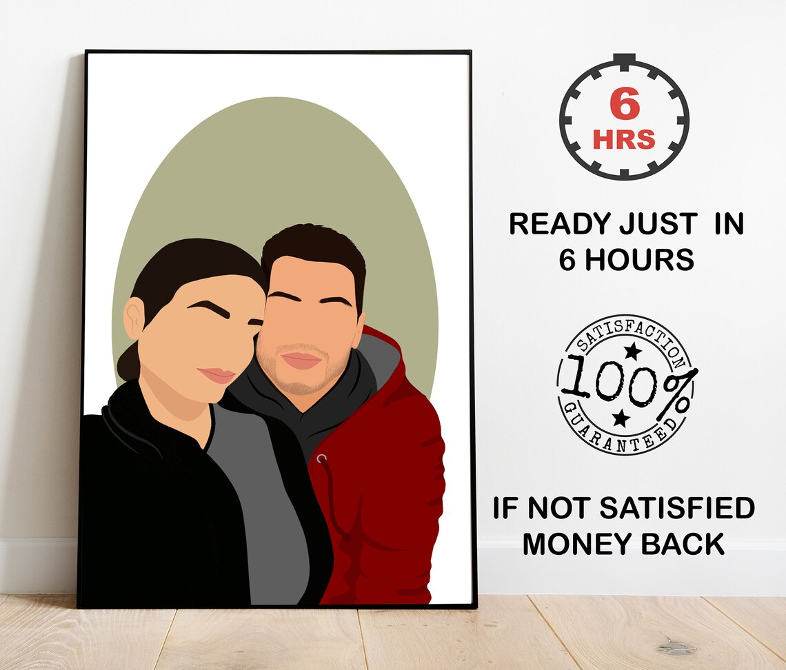 Faceless Couple Vector Portrait in Hoodies and Jacket Poster