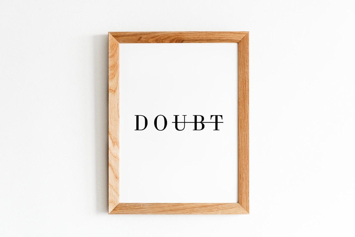 Doubt Poster Struck Through Minimalist Typography Quote Design - Image 5