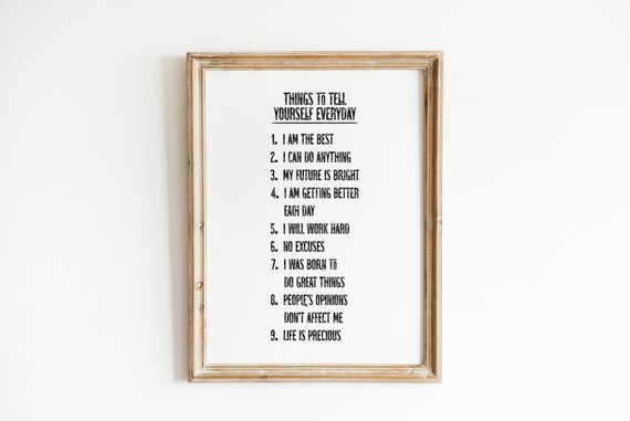 Things To Tell Yourself Everyday Daily Affirmations List Poster