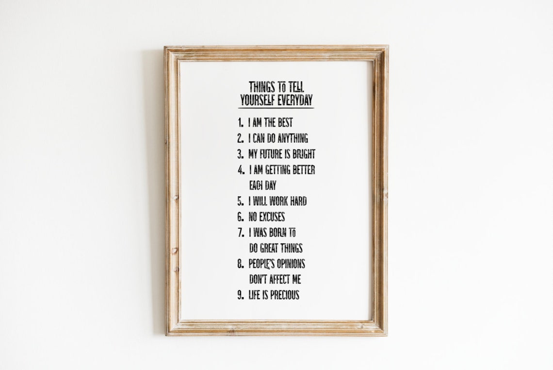 Things To Tell Yourself Everyday Daily Affirmations List Poster