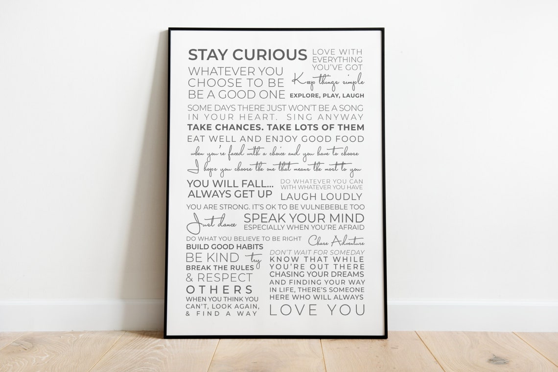 Stay Curious Inspirational Quote Collage Speak Your Mind Poster - Image 2