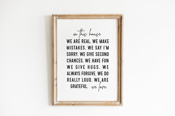 In This House We Are Real Family Rules Script Typography Poster
