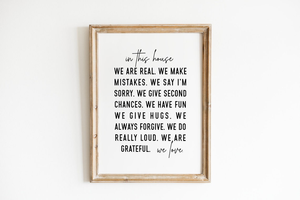 In This House We Are Real Family Rules Script Typography Poster