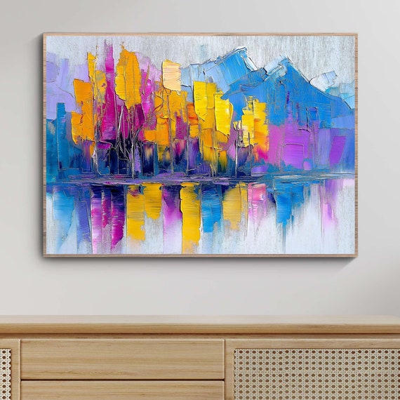 Rainbow Coloring Wall Prints Vintage Landscape Frame Art Landscape Wall Art Coloful Above Bed Art Troplanduniverse