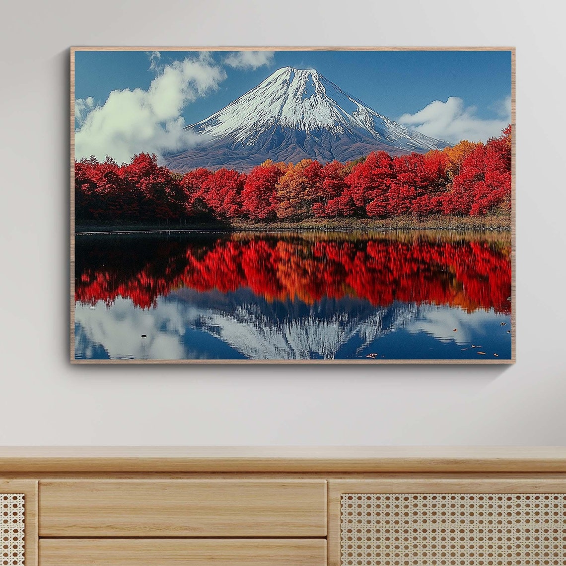Mount Fuji Autumn Lake Reflection Poster Red Foliage Japan Scenery - Image 5