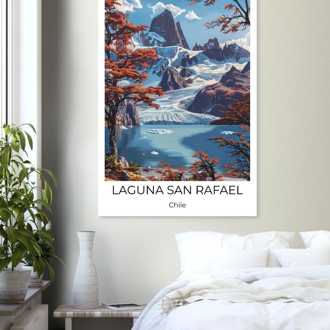 Laguna San Rafael Chile Glacier Red Autumn Trees Scene Poster - Image 3