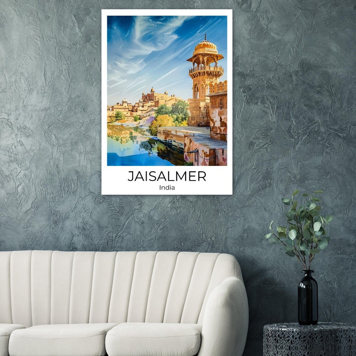 Jaisalmer India Watercolor Travel Poster Rajasthan Jaisalmer Travel Print Jaisalmer Watercolor Poster Wall Art India Rajasthan Print - Image 3