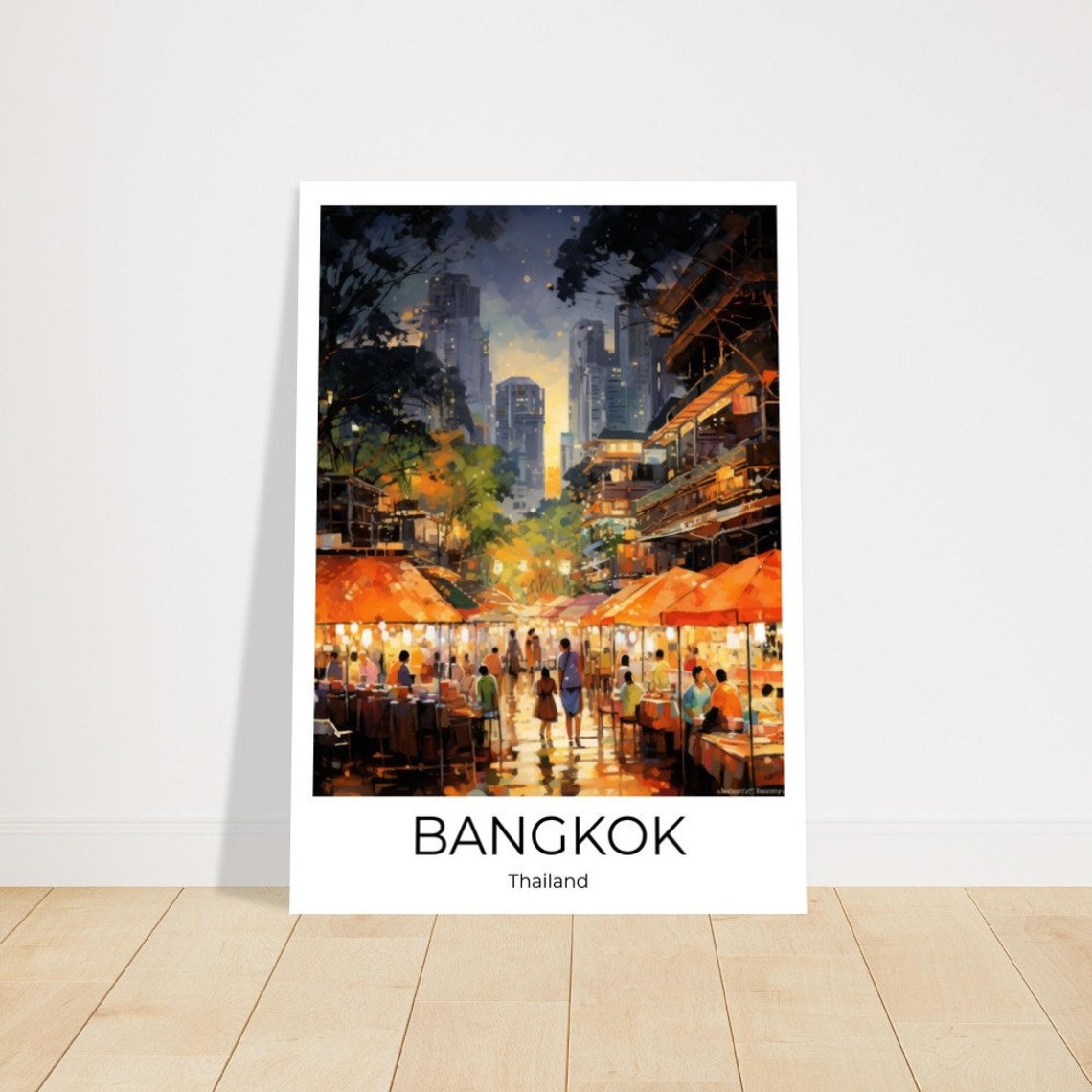 Bangkok Nightmarket Watercolor Travel Poster Of Bangkok Wall Art Bangkok Travel Thailand Bangkok Wall Decoration