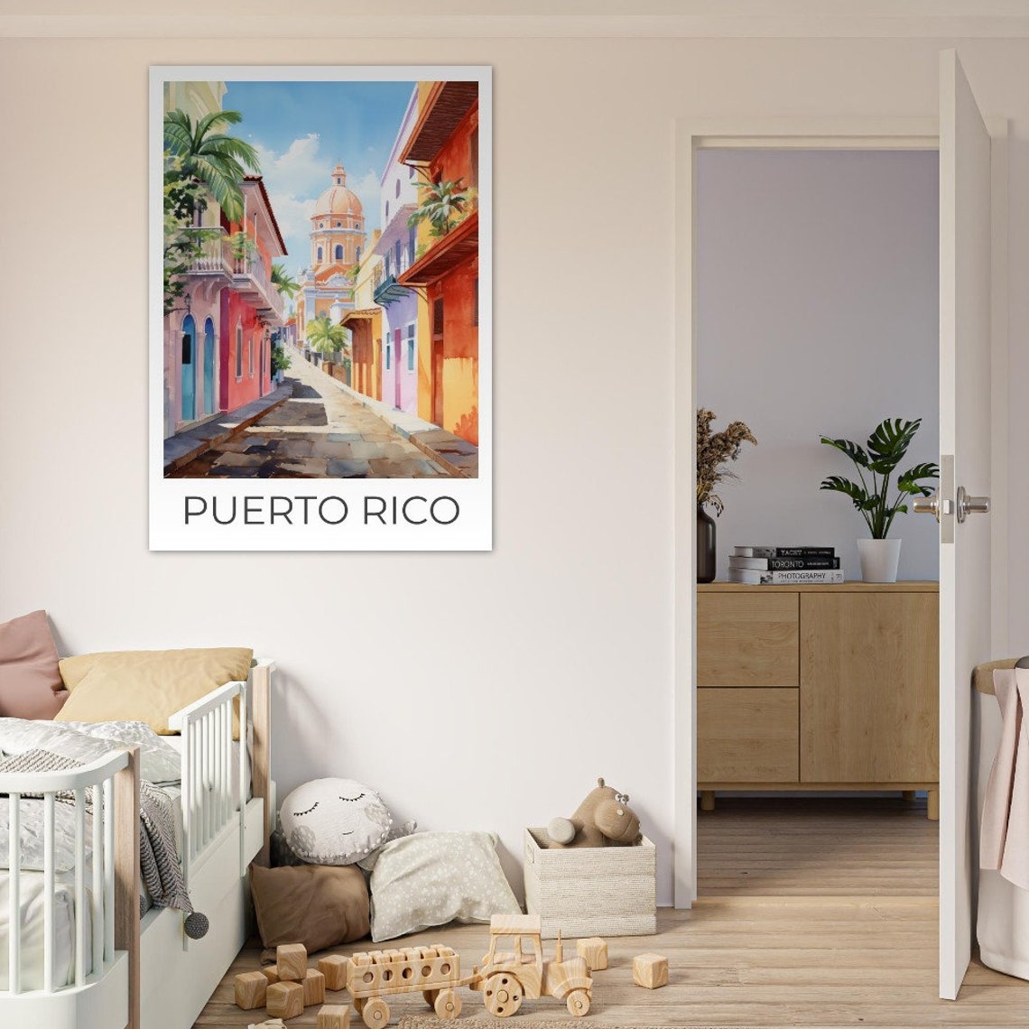 Puerto Rico Old San Juan Colonial Street Watercolor Travel Poster - Image 4