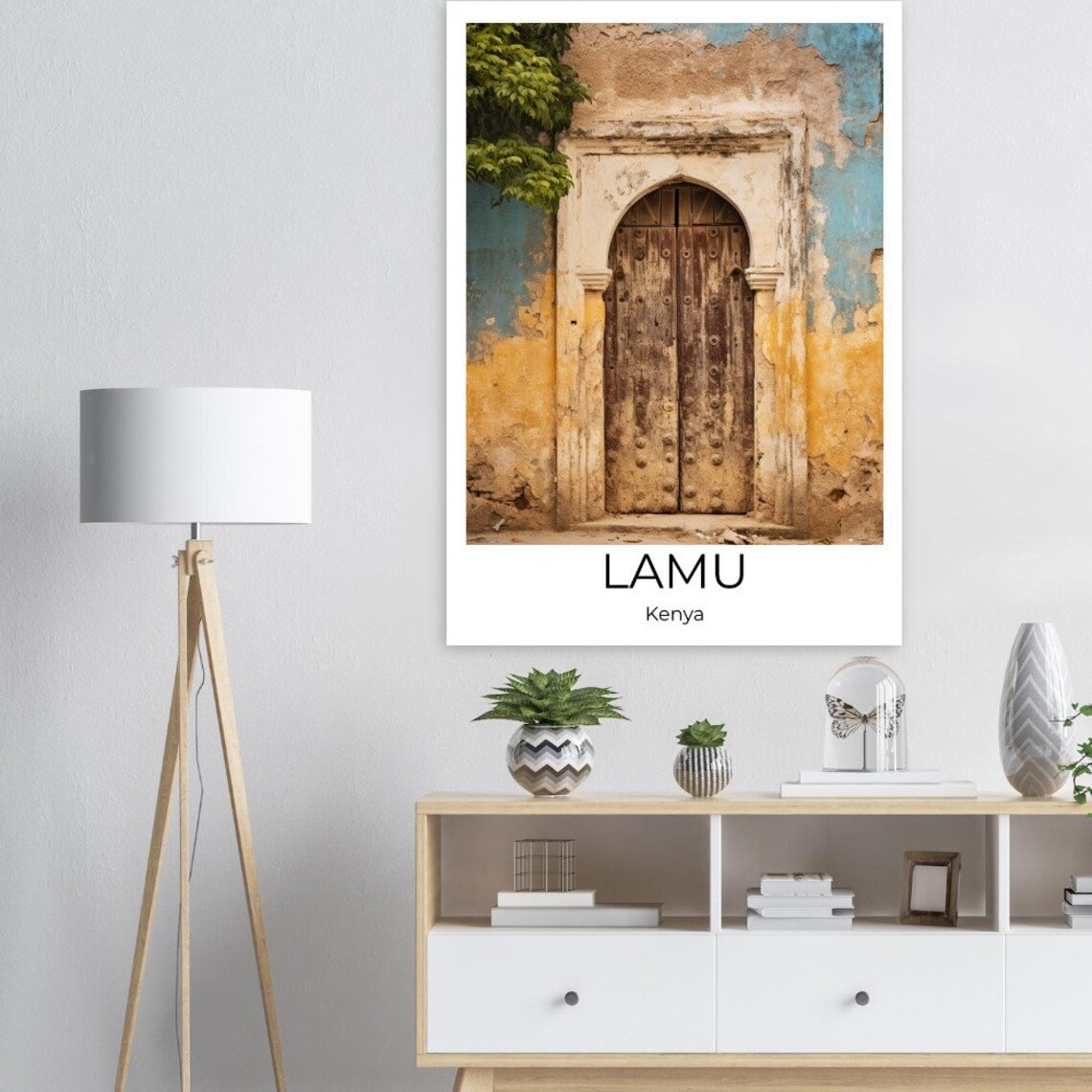 Lamu Kenya Carved Wooden Arched Door Historic Facade Travel Poster - Image 4