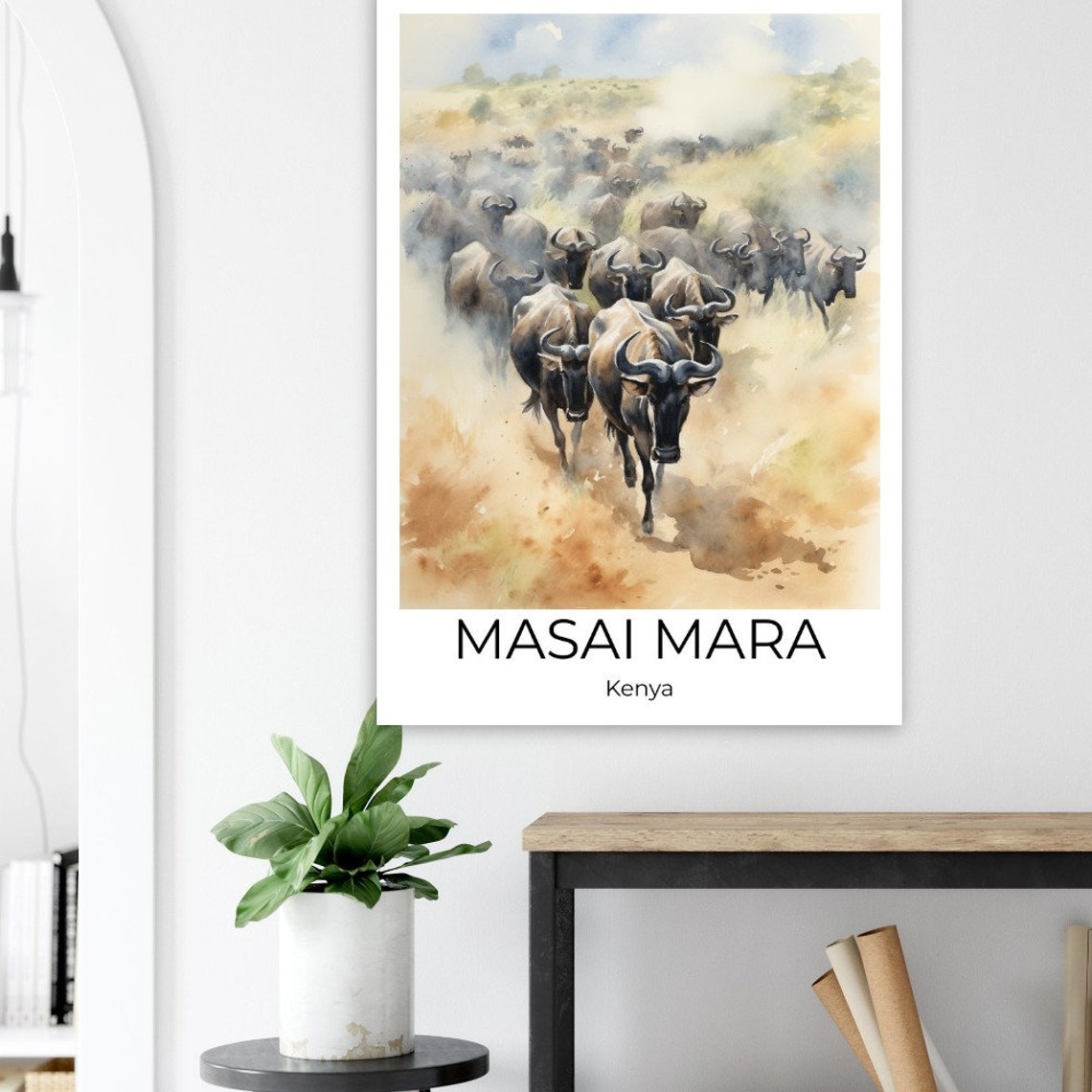 Masai Mara National Park Watercolor Travel Poster Kenya Wall Art Africa Travel Print Kenya Kenya Wall Decoration - Image 4