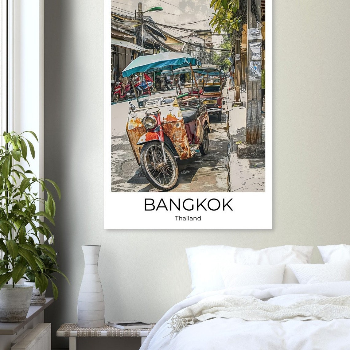 Bangkok Tuk Tuk Travel Poster Of Street Life At Bangkok Wall Art Bangkok Travel Thailand Bangkok Wall Decoration - Image 4