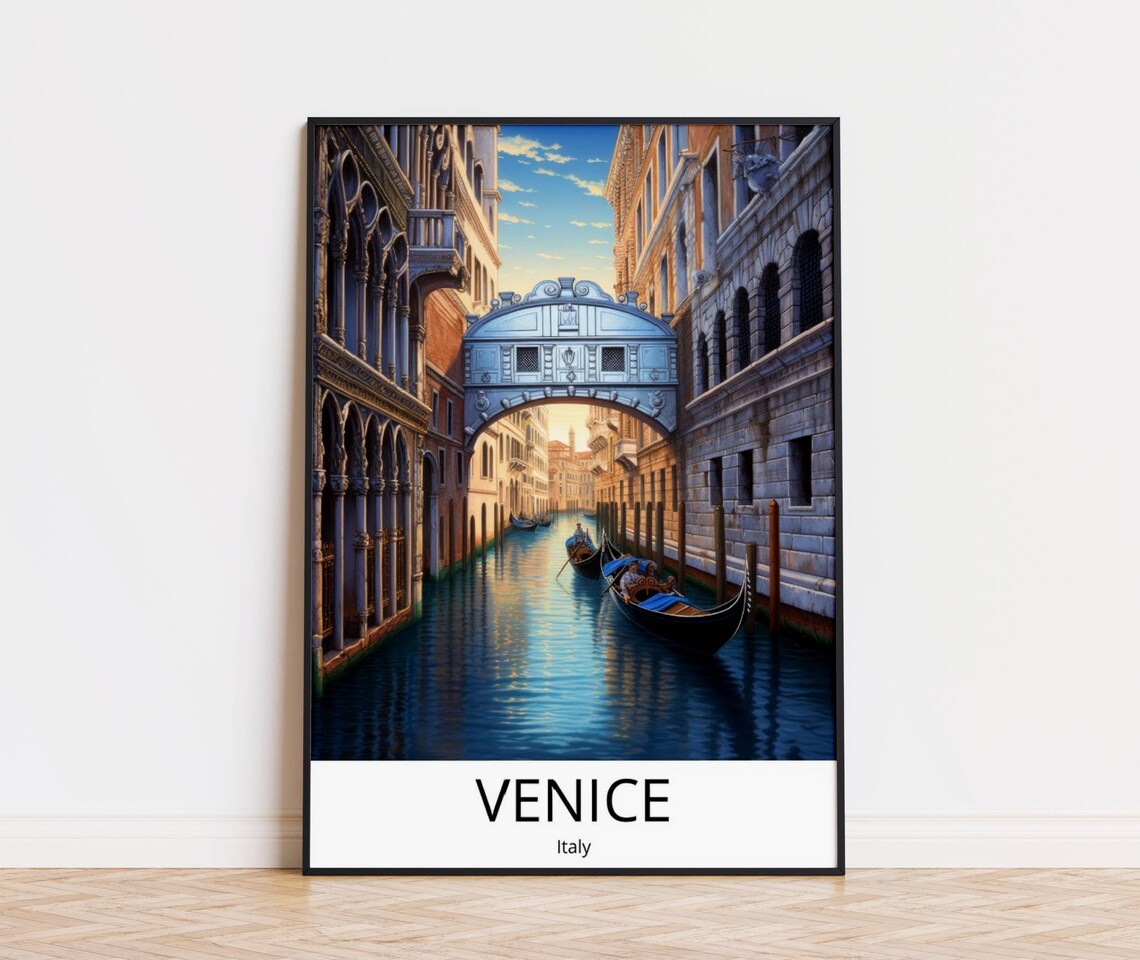 Venice Bridge Of Sighs Travel Poster Venice Travel Print Venice Italy Travel Poster Venice Gift Venice Wallart