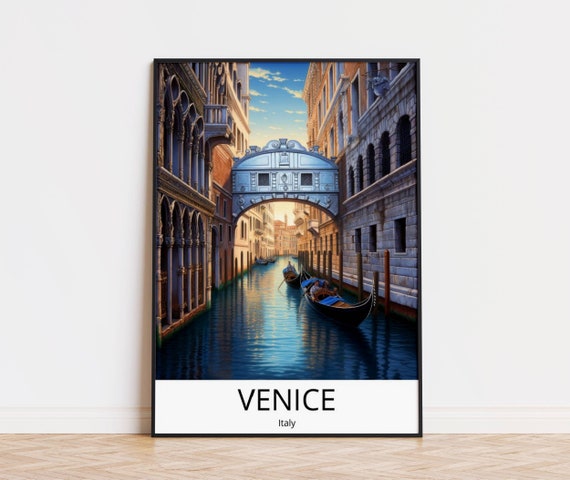 Venice Bridge Of Sighs Travel Poster Venice Travel Print Venice Italy Travel Poster Venice Gift Venice Wallart