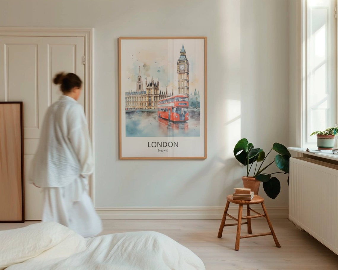 London Big Ben London Travel Poster Artprint London Travel Poster London Wall Decoration London Travel Memories - Image 4