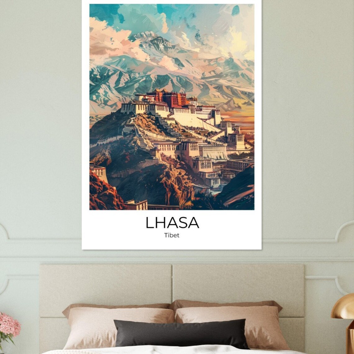 Lhasa Tibet Potala Palace Mountain Panorama Illustrated Travel Poster - Image 2