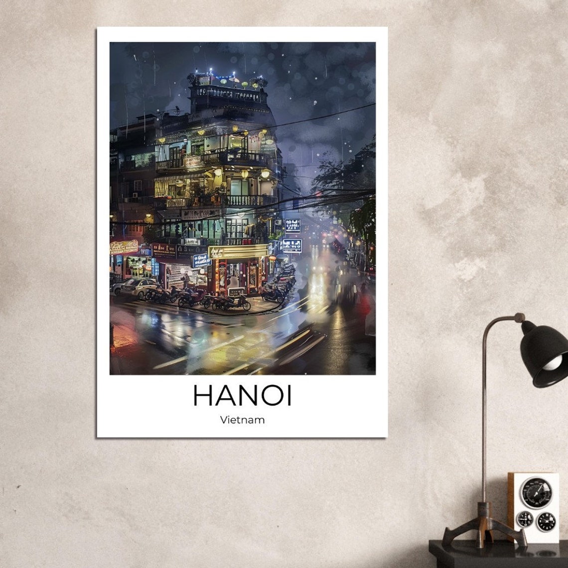 Hanoi At Night Watercolor Travel Poster Of Hanoi Wall Art Hanoi Travel Vietnam Hanoi Wall Decoration - Image 4
