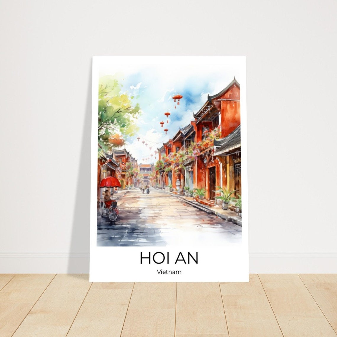Hoi An Watercolor Travel Poster Of Hoi An Vietnam Wall Art Vietnam Travel Vietnam Vietnam Wall Decoration