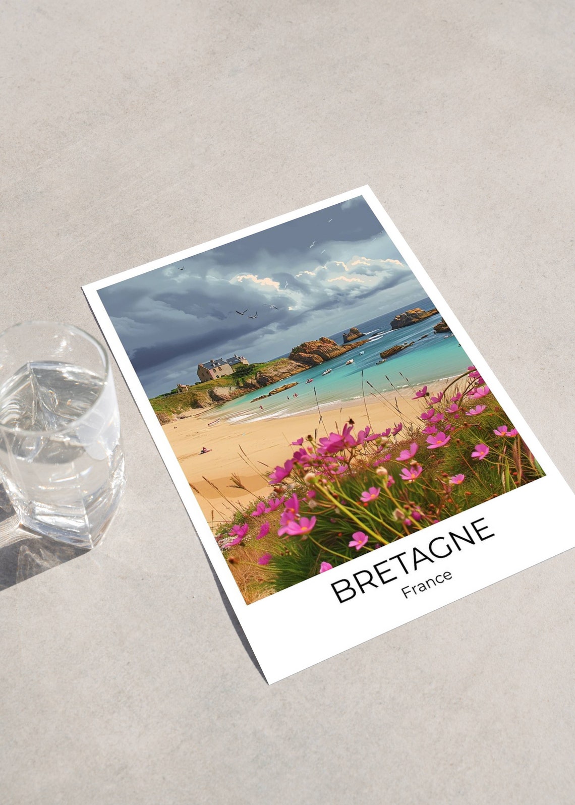 Bretagne France Plage des Amiets Beach Flowers Travel Poster - Image 2