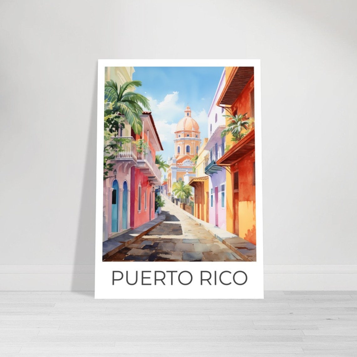 Puerto Rico Watercolor Travel Poster Puerto Rico Wall Art Puerto Rico Travel Print Puerto Rico Wall Decoration