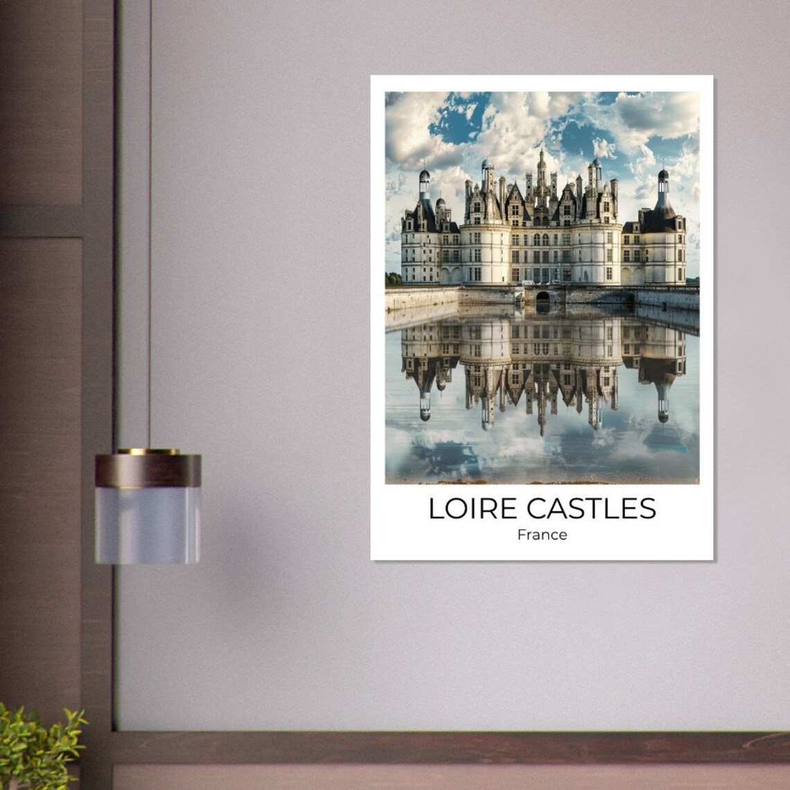 Loire Castles Chambord Travel Poster France Grand Chateau Reflection - Image 2
