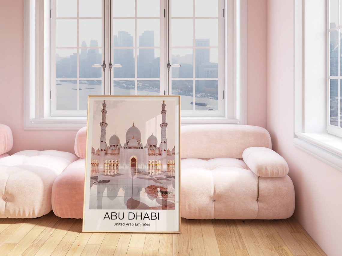 Abu Dhabi Sheikh Zayed Grand Mosque White Marble UAE Travel Poster - Image 4