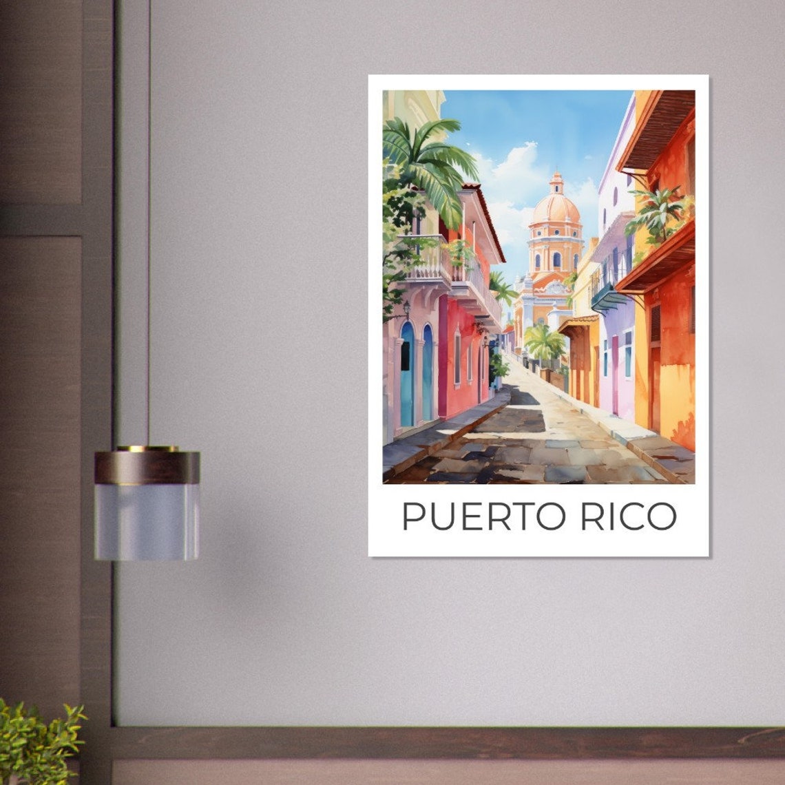 Puerto Rico Watercolor Travel Poster Puerto Rico Wall Art Puerto Rico Travel Print Puerto Rico Wall Decoration - Image 3