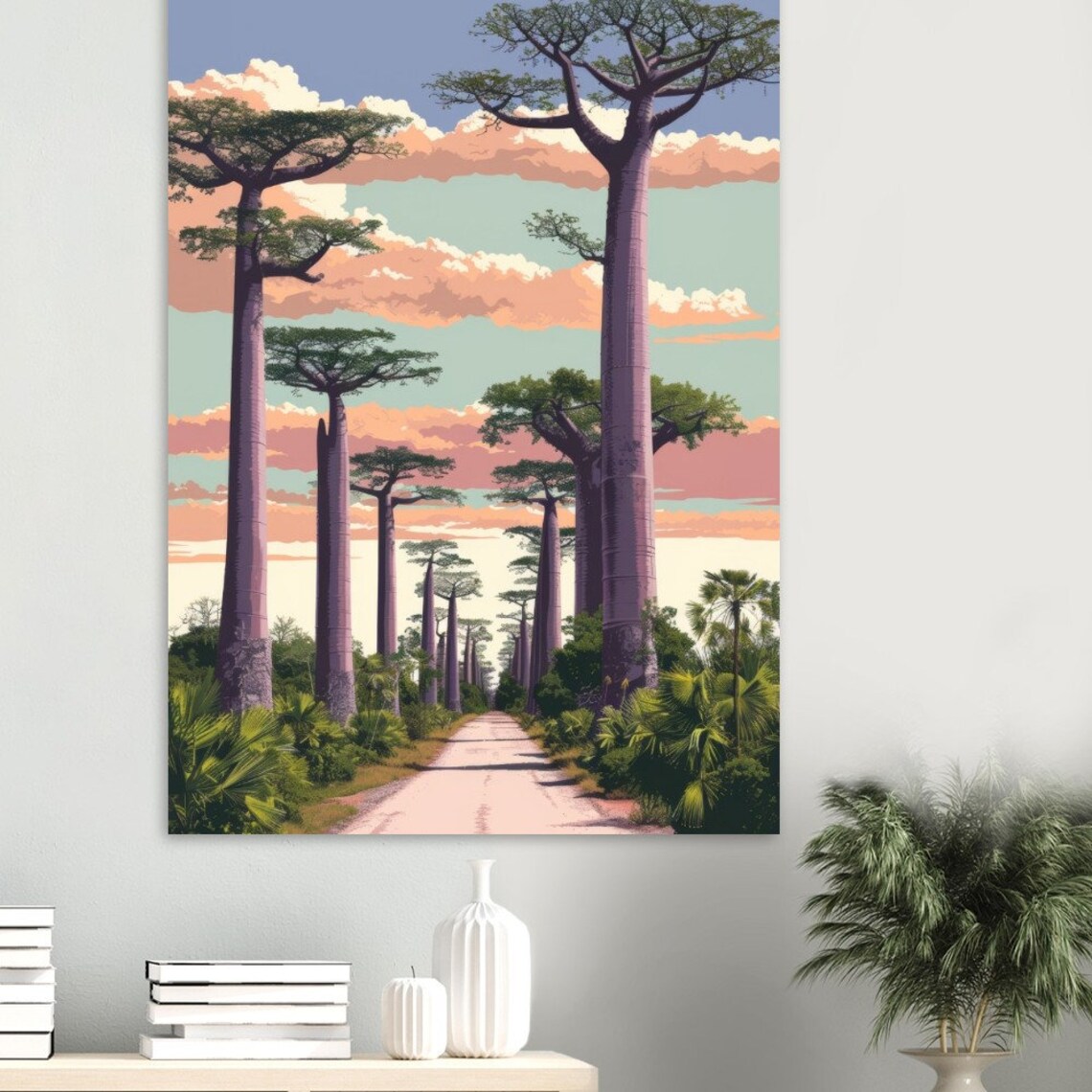 Madagascar Avenue of the Baobabs Sunset Silhouette Road Scenic Poster - Image 2