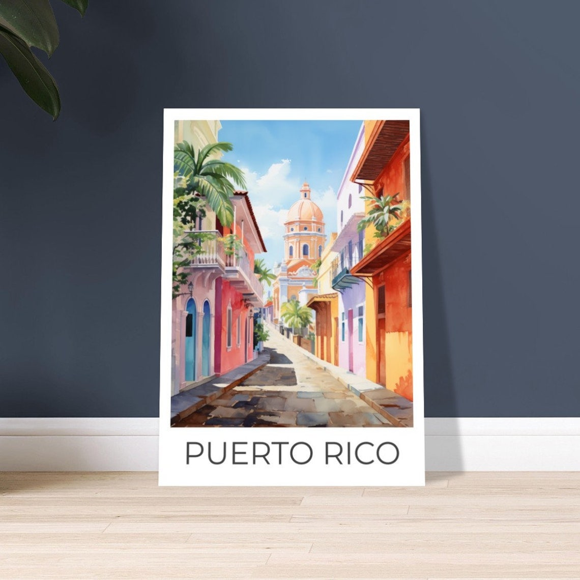 Puerto Rico Watercolor Travel Poster Puerto Rico Wall Art Puerto Rico Travel Print Puerto Rico Wall Decoration - Image 2