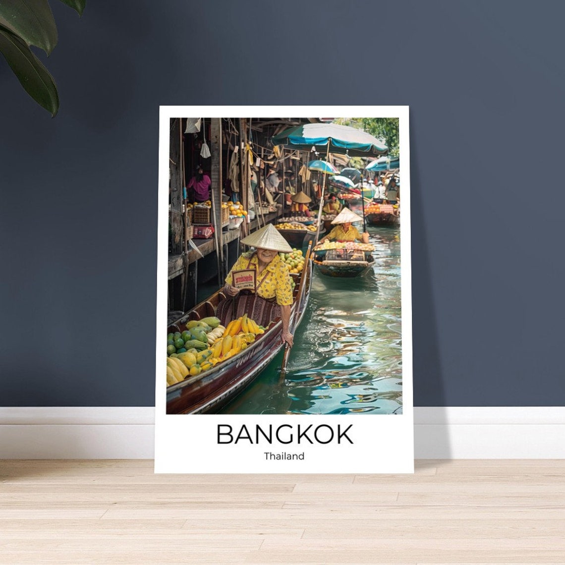 Bangkok Floating Market Travel Poster Of Flower Market Of Bangkok Wall Art Bangkok Travel Thailand Bangkok Wall Decoration - Image 2